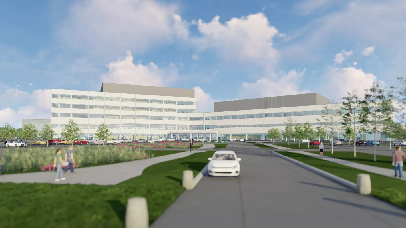 Artistic rendering of the new UI Health Care North Liberty Campus