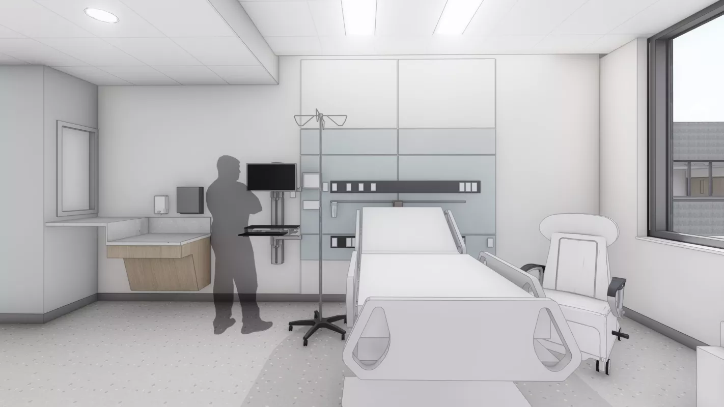 Rendering of an inpatient room